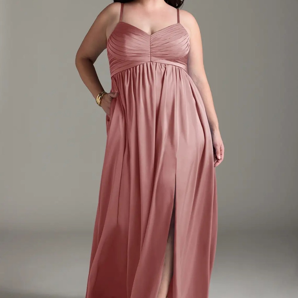 Azazie Alia Stretch Satin Dusty Rose Dress